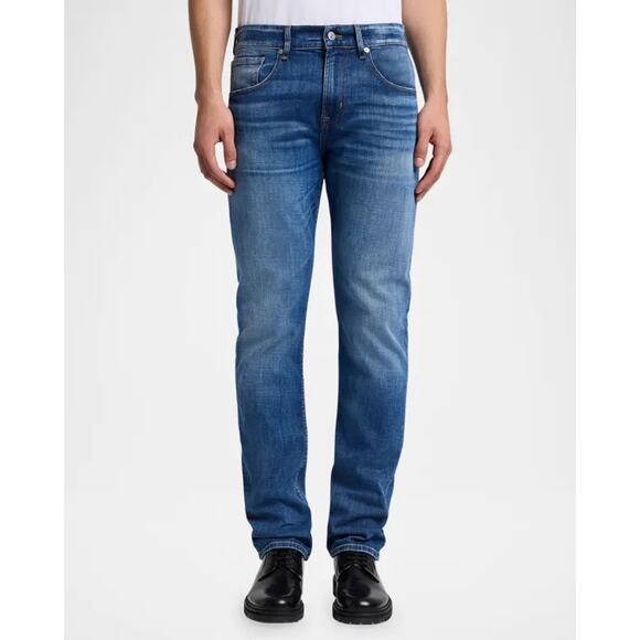 7FAMK Mens Luxe Sport Adrien Straight Fit Jeans Size 33 Medium Blue - Picture 1 of 10